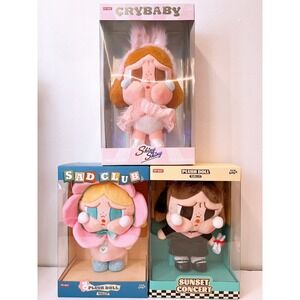 Pop Mart "Crybaby" 400% Plush Doll Set Shiny Shiny, Sad Club, Sunset Concert NEW